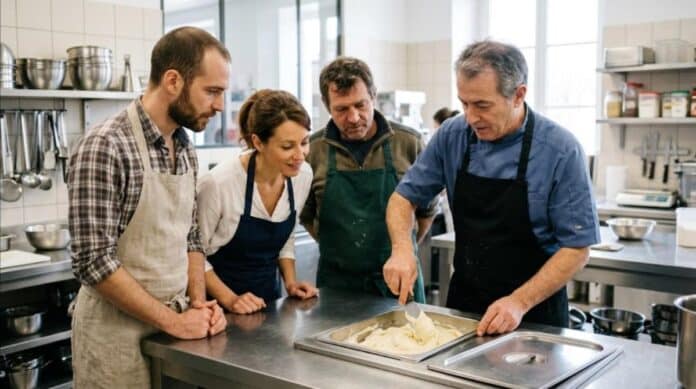 Stagiaires en formation glace dans un laboratoire
