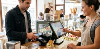 Logiciel de caisse : l’attestation de l’éditeur redevient une preuve valable Encaissement sur une caisse tactile au comptoir d'un glacier